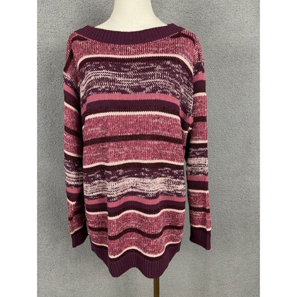 Style&Co. Women's Warm Winter Shine Sweater Striped Knit Large Multicolor NWT's - Picture 1 of 8